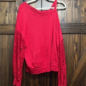 Daytrip Red Asymmetrical Knit Sweater